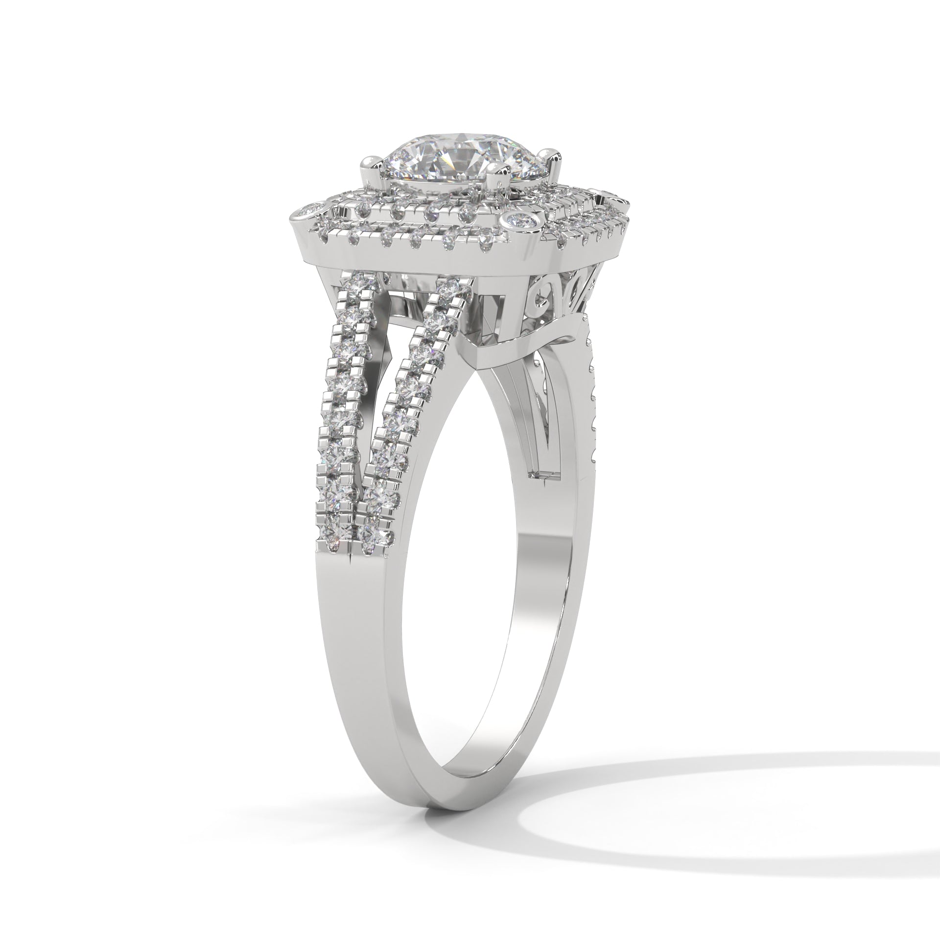 The Radiant Crown 1.40 CTW Round-Cut Diamond Engagement Ring | F-VS1
