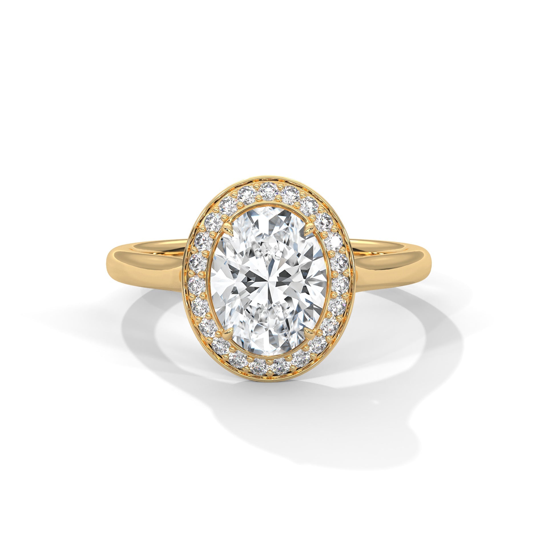 Lustrous 2.18 CTW Oval-Cut Diamond Bezel Halo Ring | D-VS2
