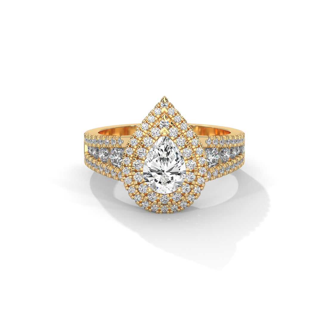 The Diamond Crest 1.56 CTW Pear-Shaped Diamond Engagement Ring | 14K/18K Gold