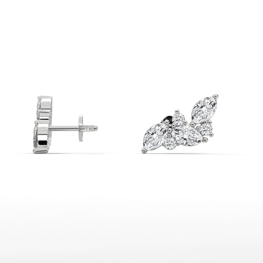 Bat-Inspired Marquise Diamond Stud Earrings in 14K & 18K Gold | 0.50 CTW | E VS1