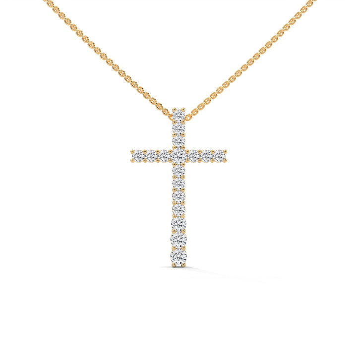 Divine Radiance Diamond Cross Pendant – 14K Gold | 0.48 CTW