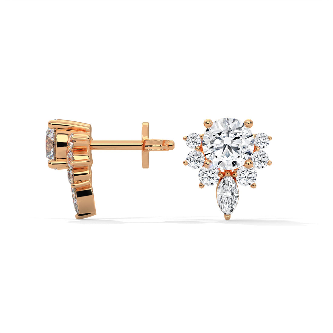 Floral Cluster Lab-Grown Diamond Stud Earrings in 14K & 18K Gold| 0.64 CTW| E VS1