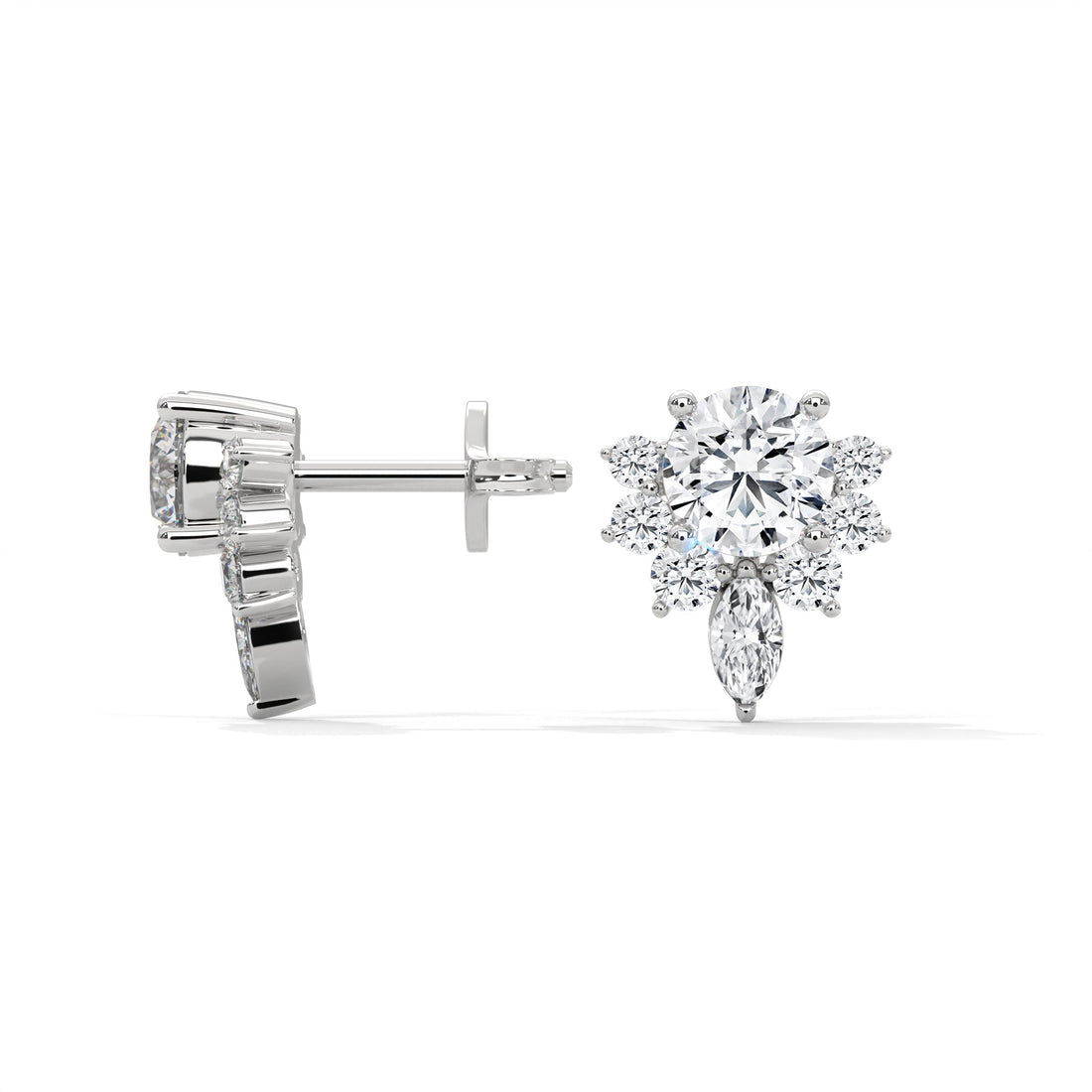 Floral Cluster Lab-Grown Diamond Stud Earrings in 14K & 18K Gold| 0.64 CTW| E VS1