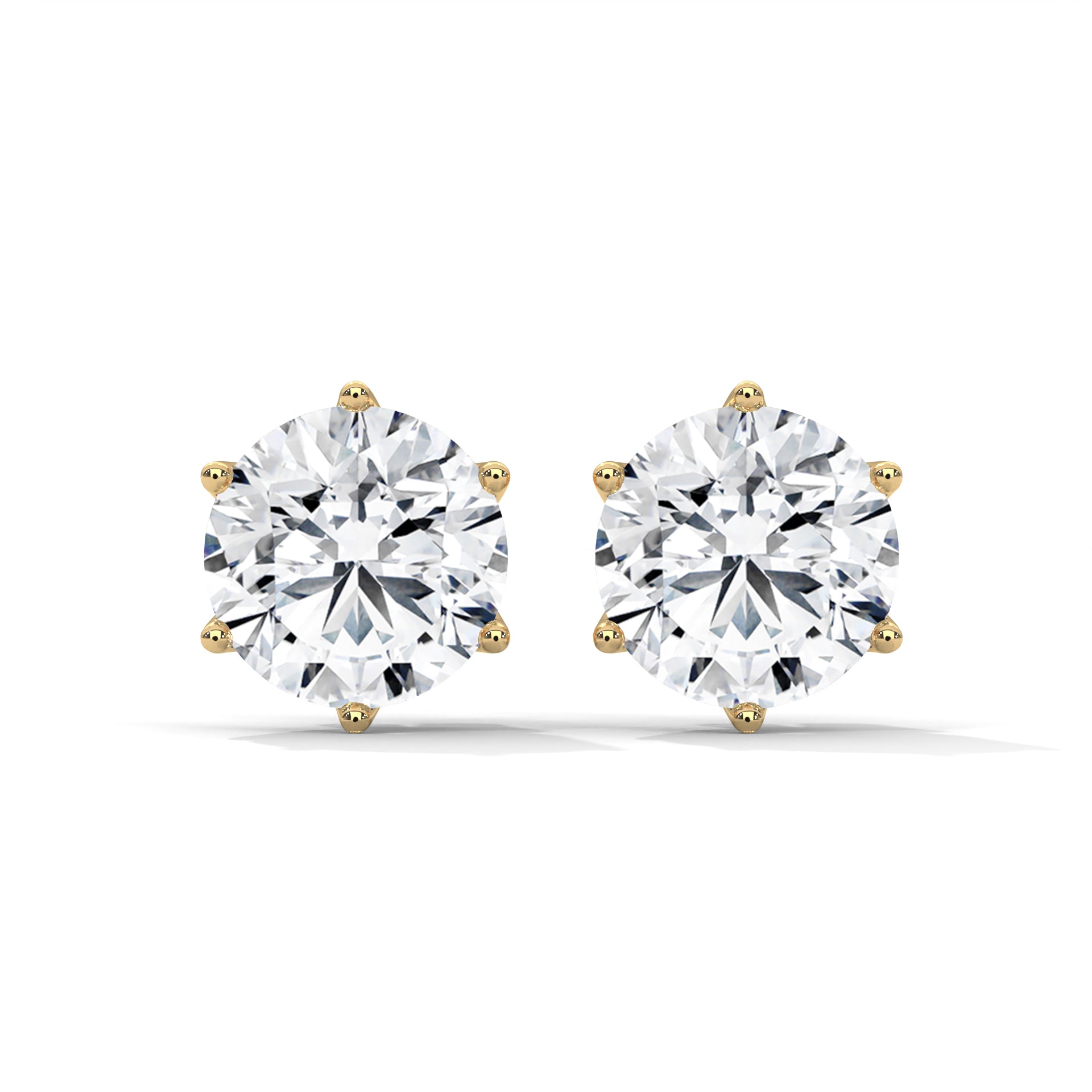 Classic Round-Cut Halo Diamond Stud Earrings in 14K Gold | 2-6 CTW