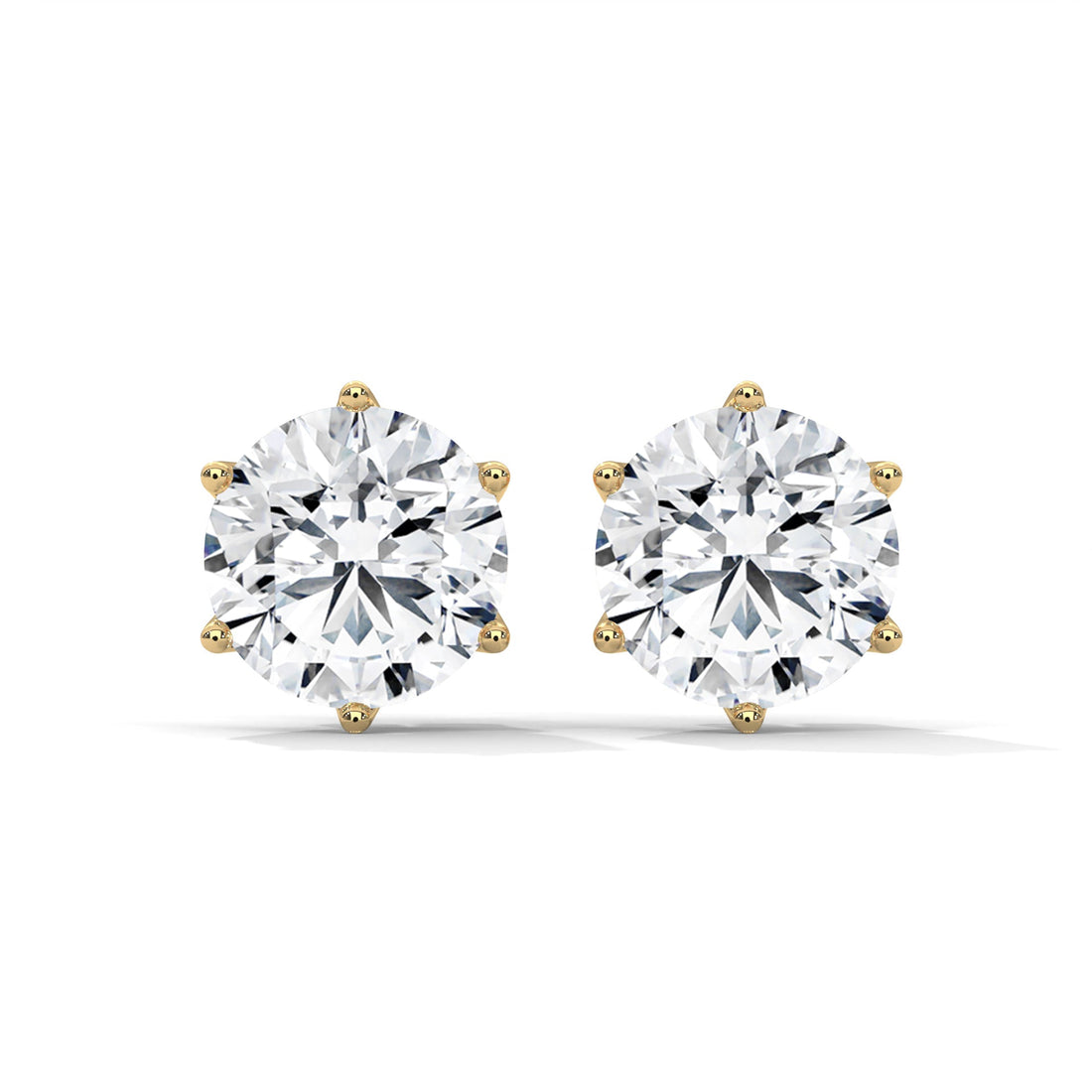 Classic Round-Cut Halo Diamond Stud Earrings in 14K Gold | 2-6 CTW