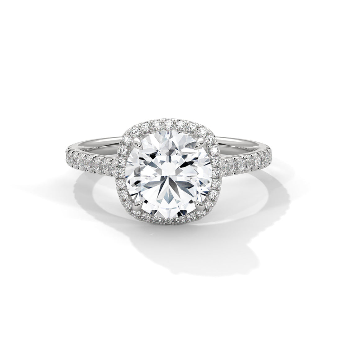 Radiance Halo 2.36 CTW Cushion-Cut Diamond Engagement Ring | F-VS1