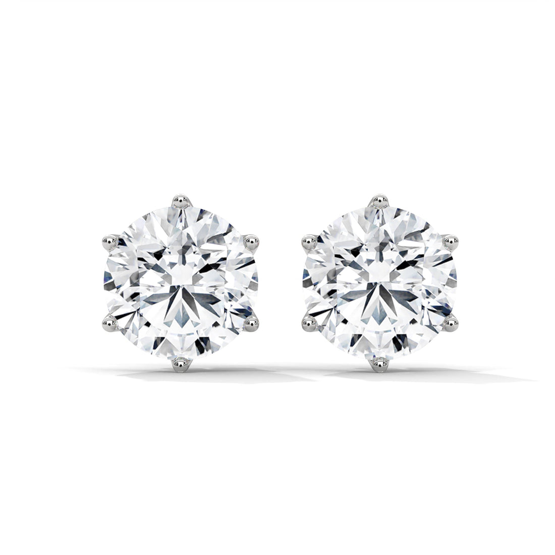 Classic Round-Cut Halo Diamond Stud Earrings in 14K Gold | 2-6 CTW