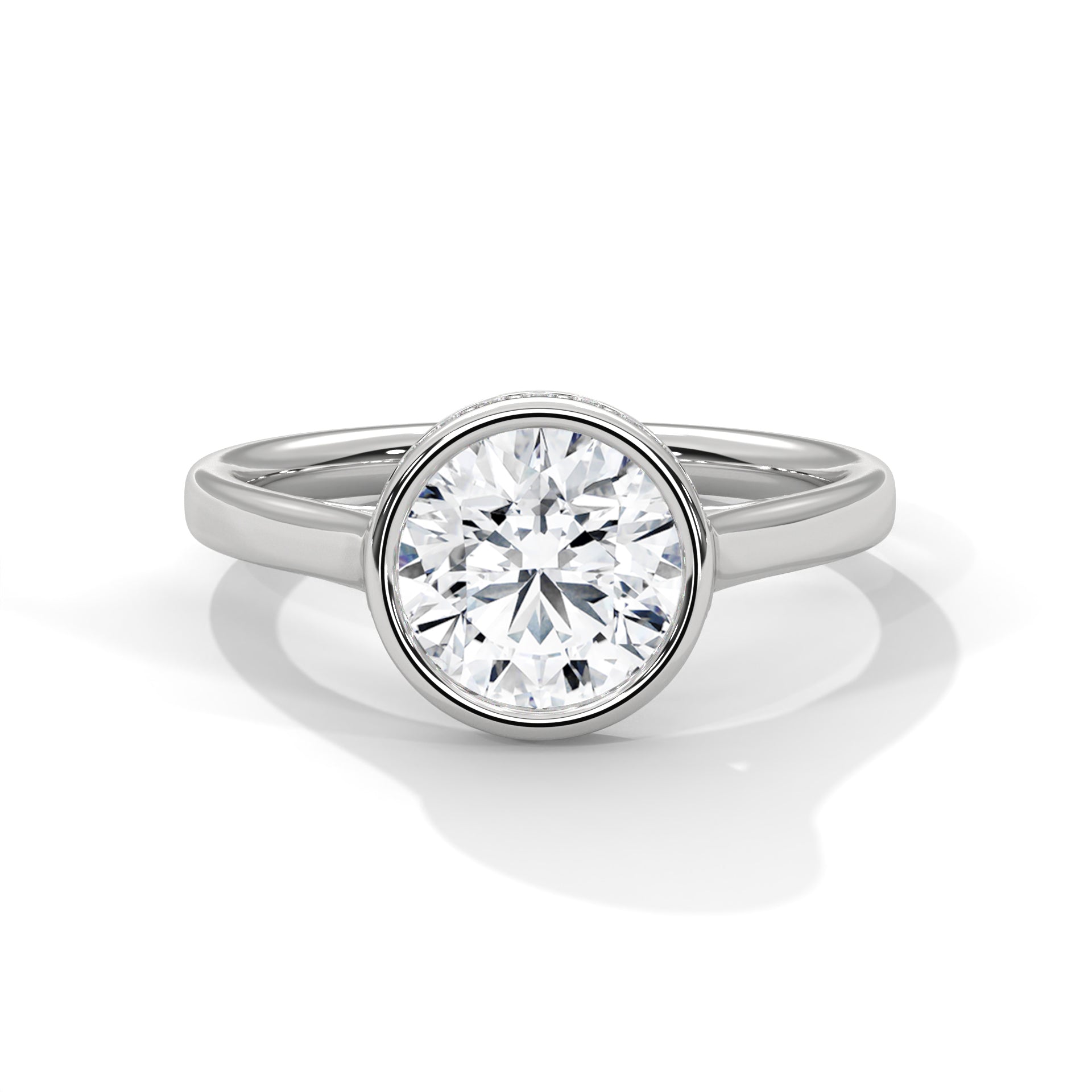 Sleek Radiance 1 CT Round-Cut Lab Grown Diamond Bezel Set Ring | 1.14 CTW