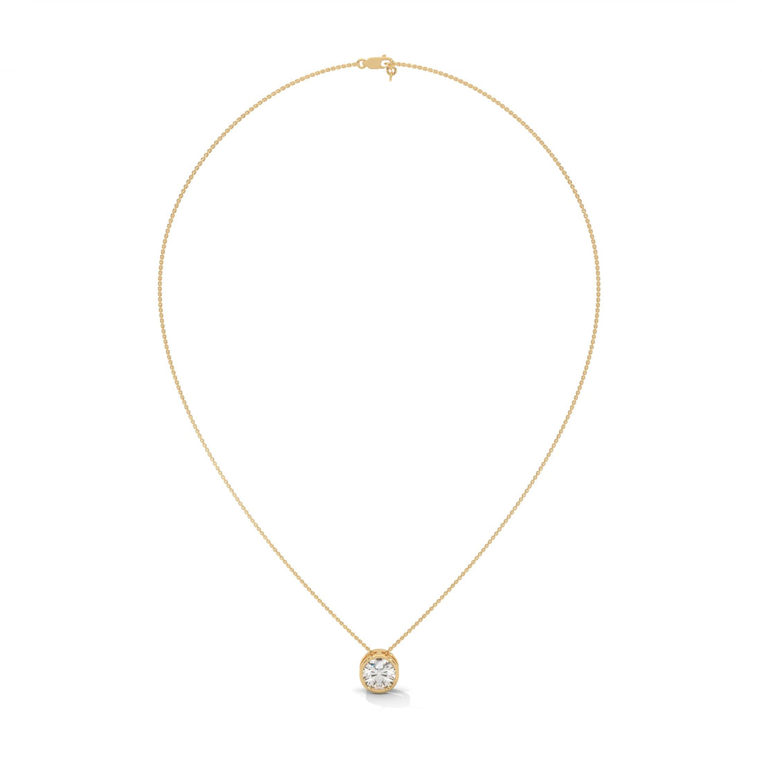 Eclipse Radiance Round-Cut Diamond Pendant Necklace 2.00ct | 14K Gold |16”&18” Chain
