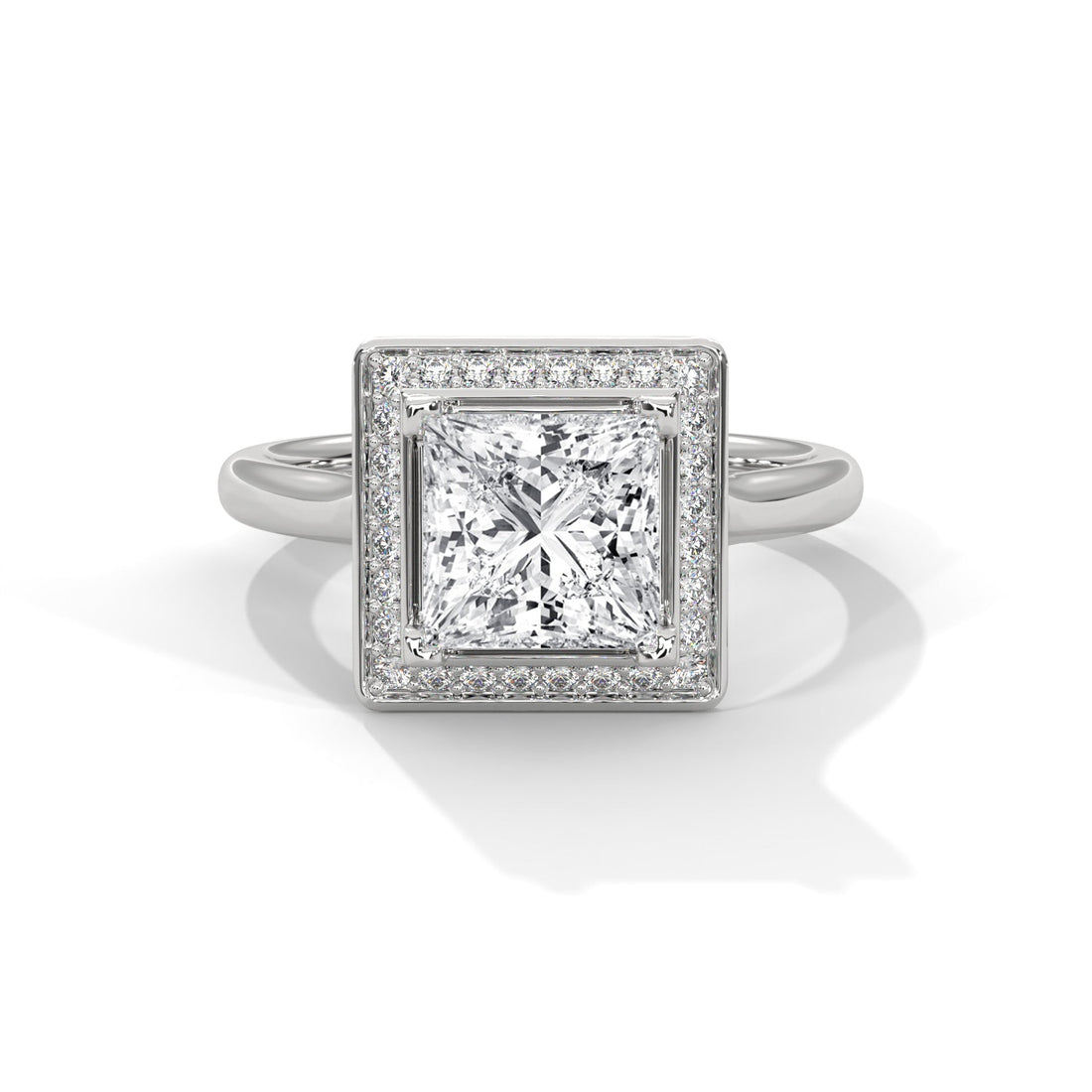 Majestic 2.18 CTW Princess Cut Diamond Halo Ring | E VS1