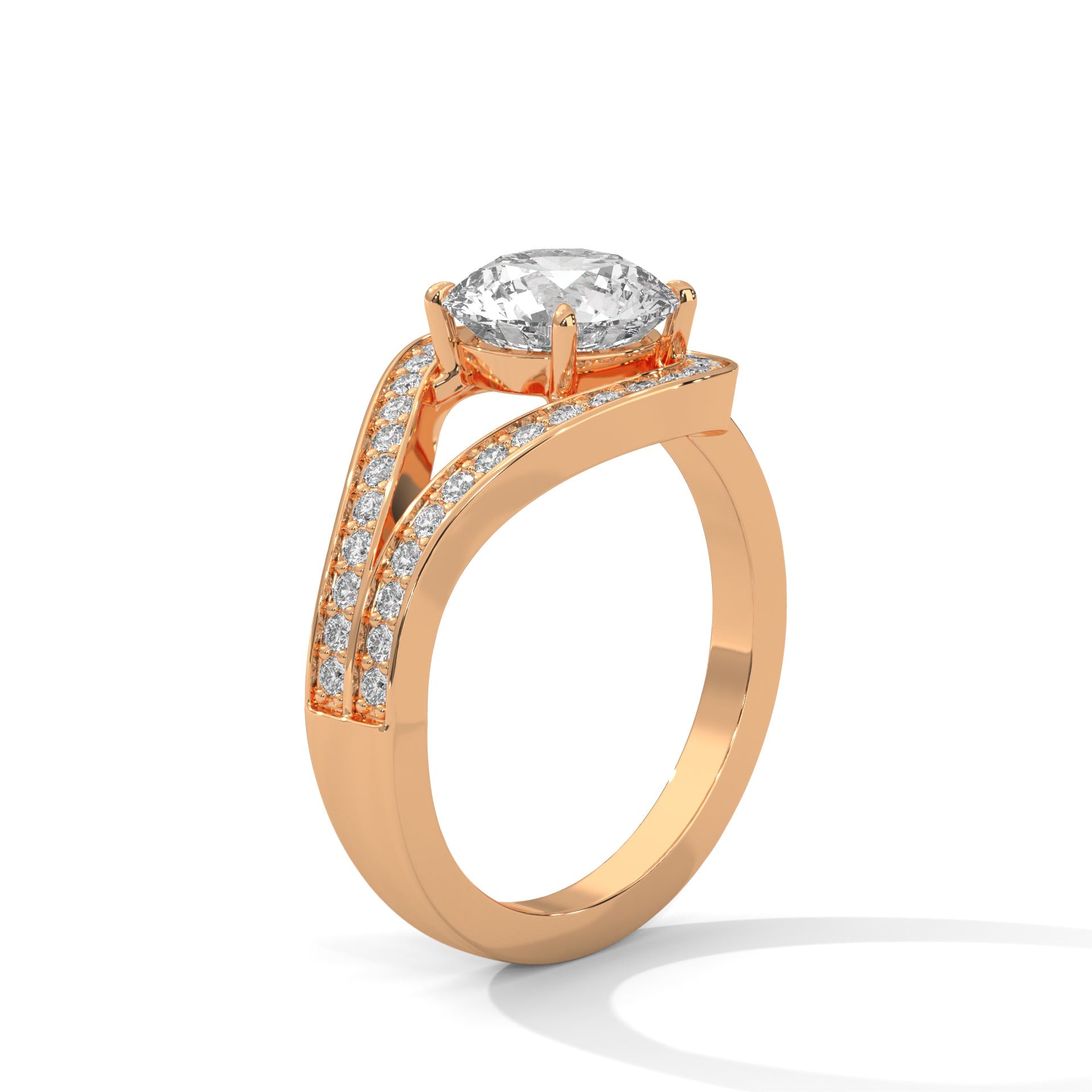 Celestia 2.72 CTW Round Diamond Halo Engagement Gold Ring