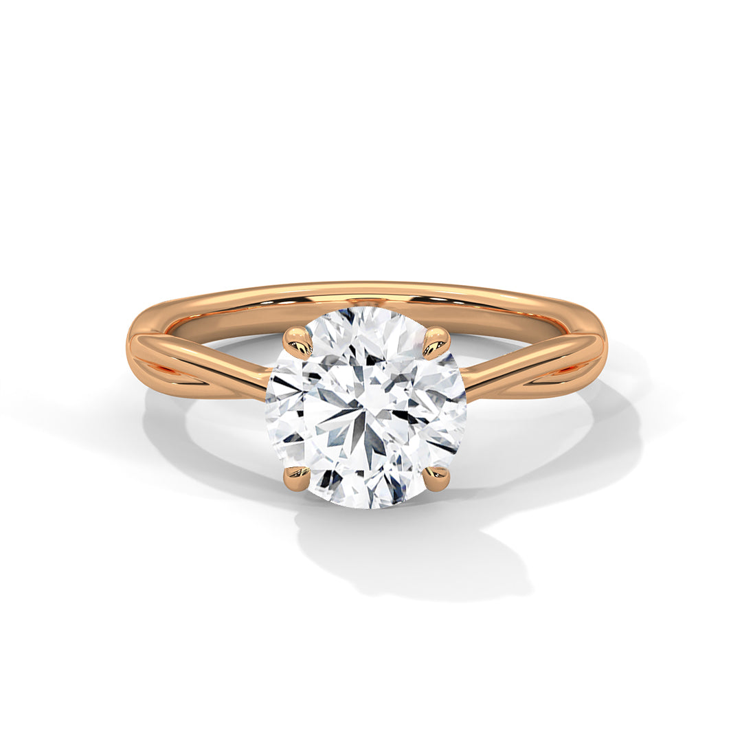 Elysian 2.00 CTW Round-Cut Diamond Twisted Solitaire Ring | 14K & 18K Gold