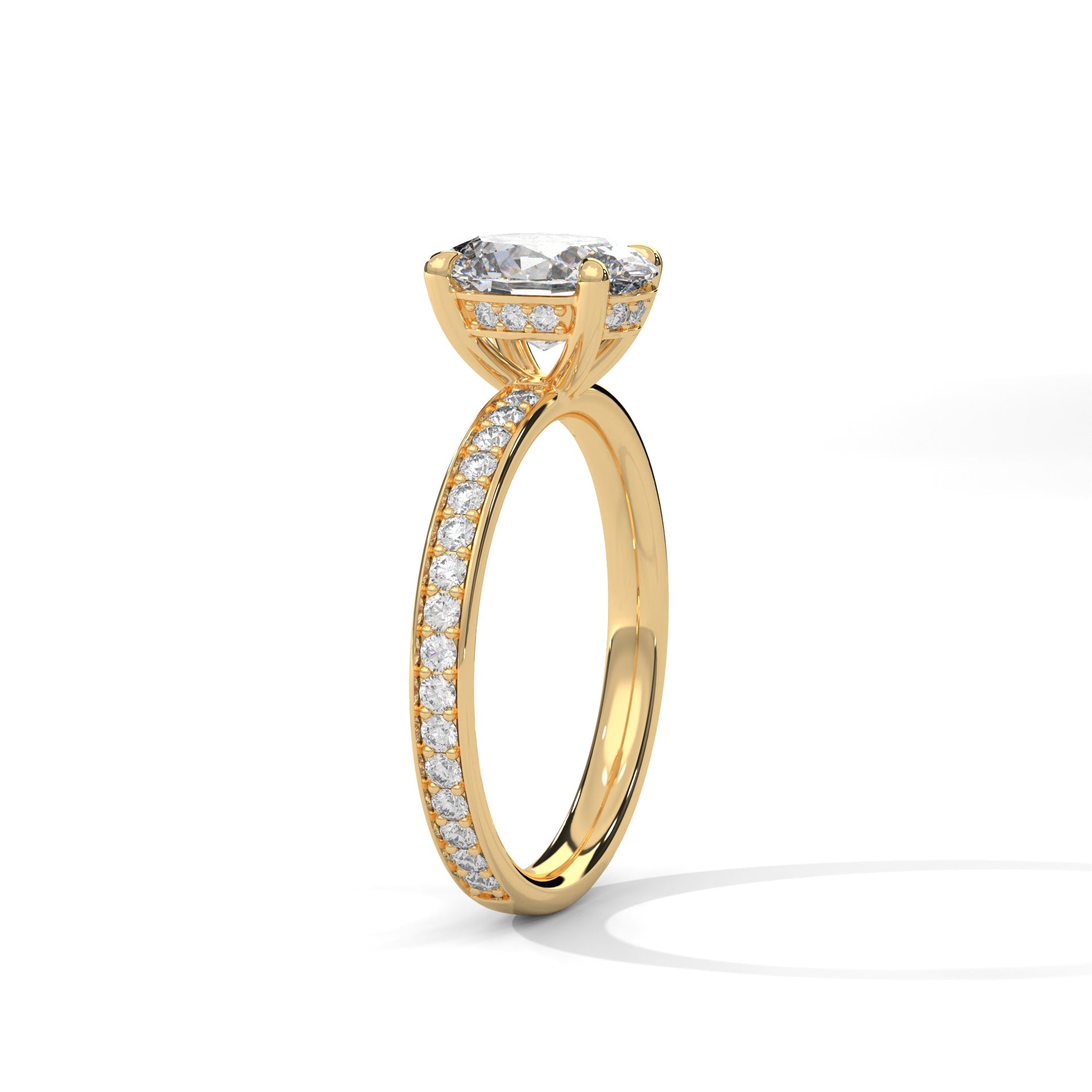 Elegance 1.5 CT Oval-Cut Lab Grown Diamond Pave Ring | 1.96 CTW