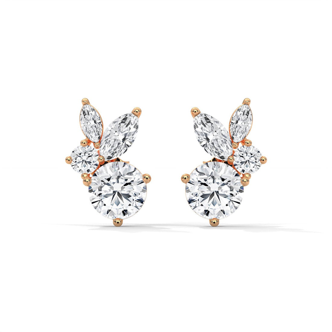 Rabbit- inspired Diamond Stud Earrings in 14K Gold | 1.41 CTW