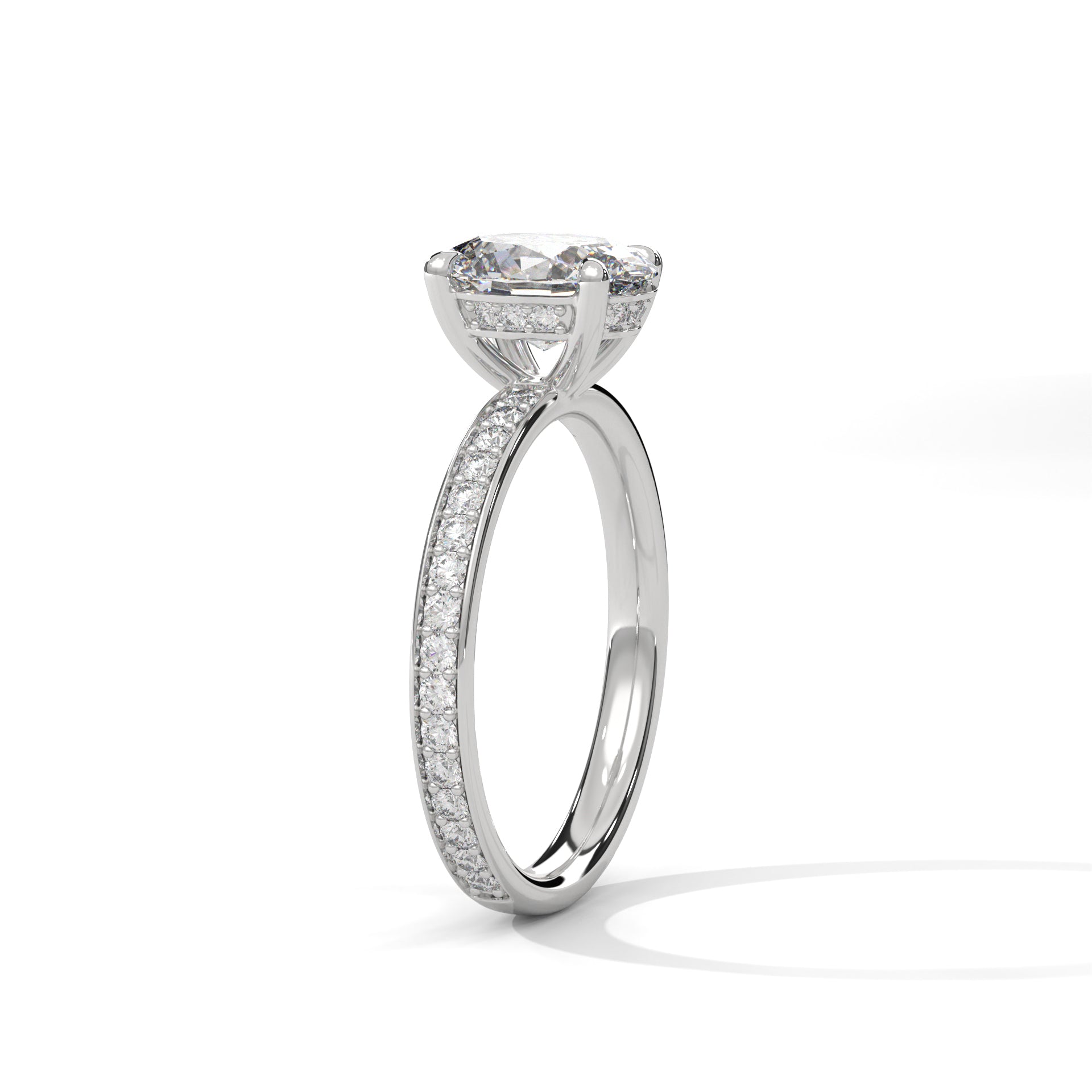 Elegance 1.5 CT Oval-Cut Lab Grown Diamond Pave Ring | 1.96 CTW