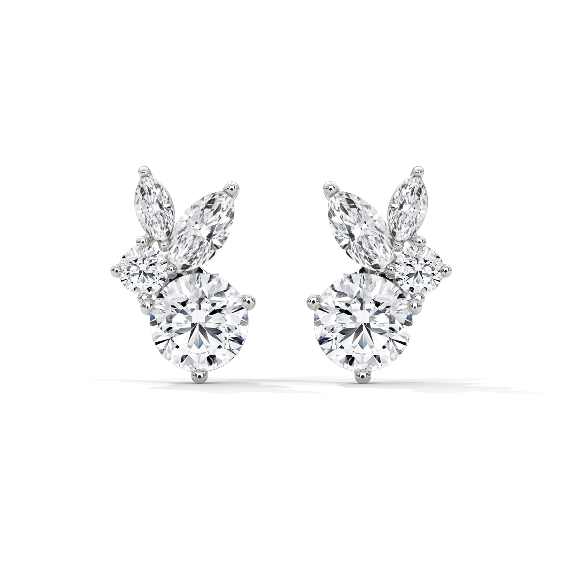 Rabbit- inspired Diamond Stud Earrings in 14K Gold | 1.41 CTW