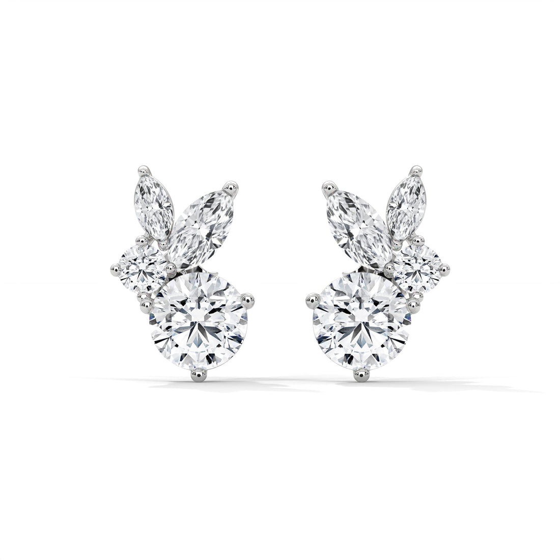 Rabbit- inspired Diamond Stud Earrings in 14K Gold | 1.41 CTW