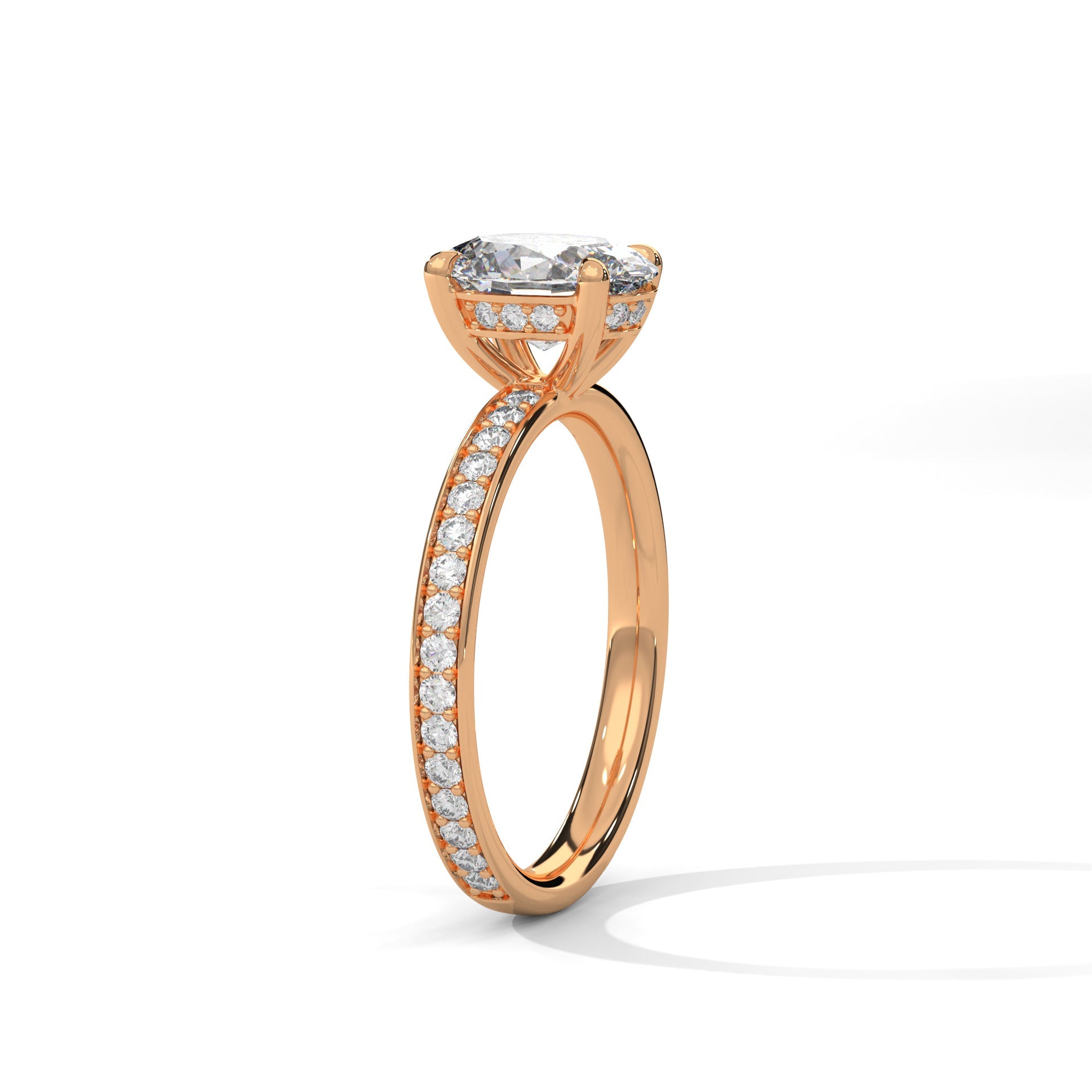 Elegance 1.5 CT Oval-Cut Lab Grown Diamond Pave Ring | 1.96 CTW