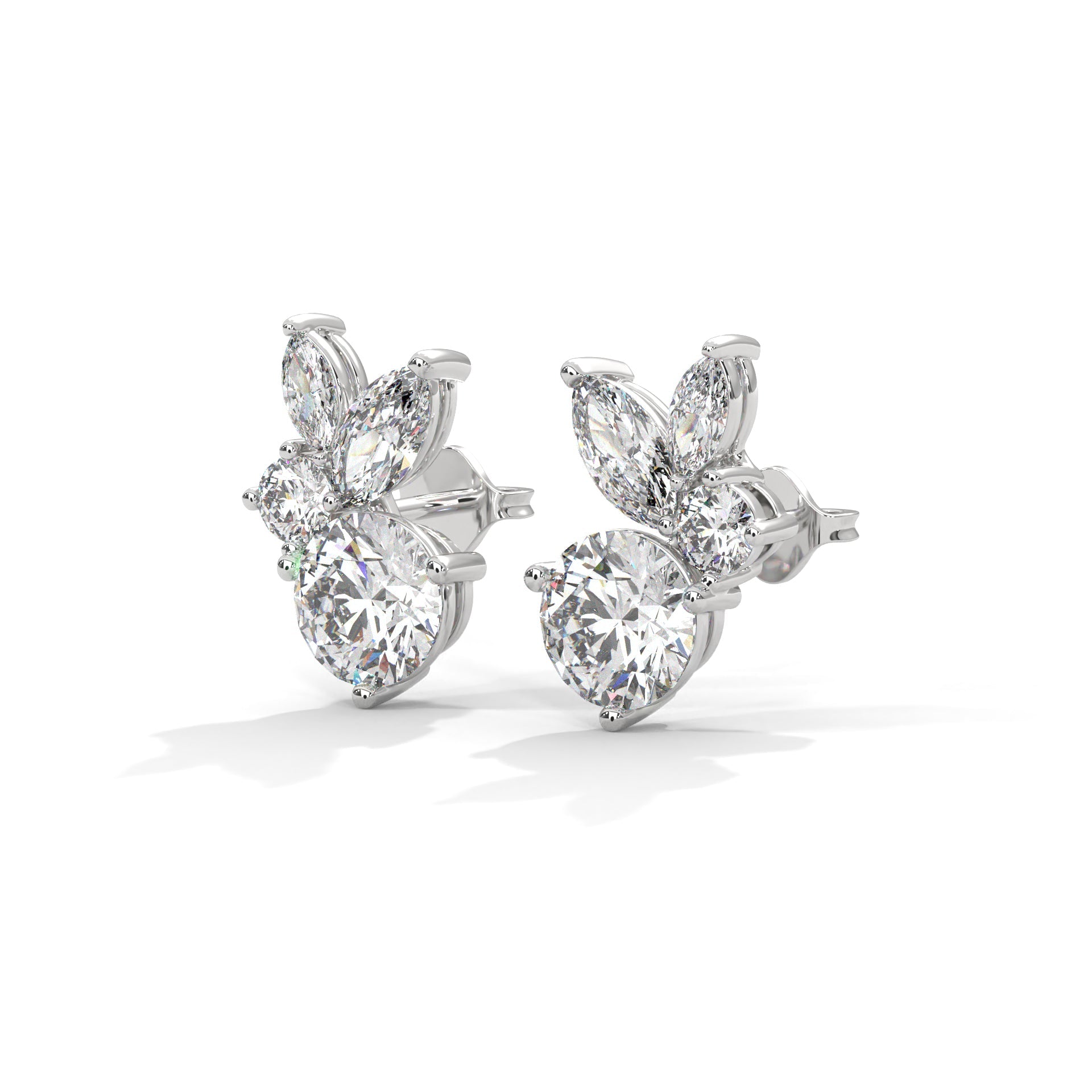 Rabbit- inspired Diamond Stud Earrings in 14K Gold | 1.41 CTW