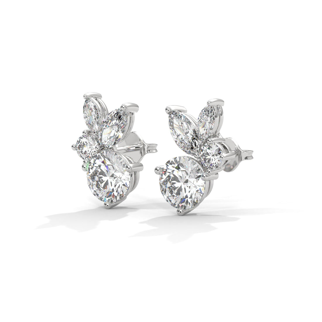 Rabbit- inspired Diamond Stud Earrings in 14K Gold | 1.41 CTW