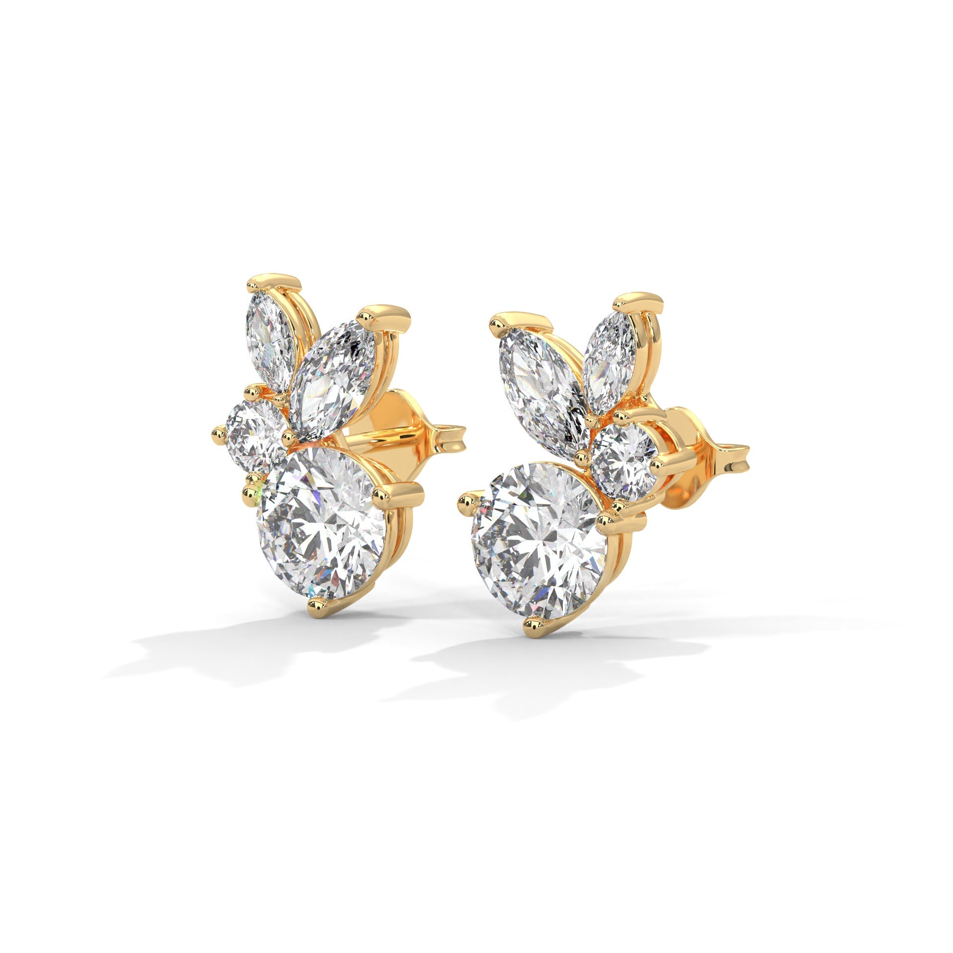 Rabbit- inspired Diamond Stud Earrings in 14K Gold | 1.41 CTW