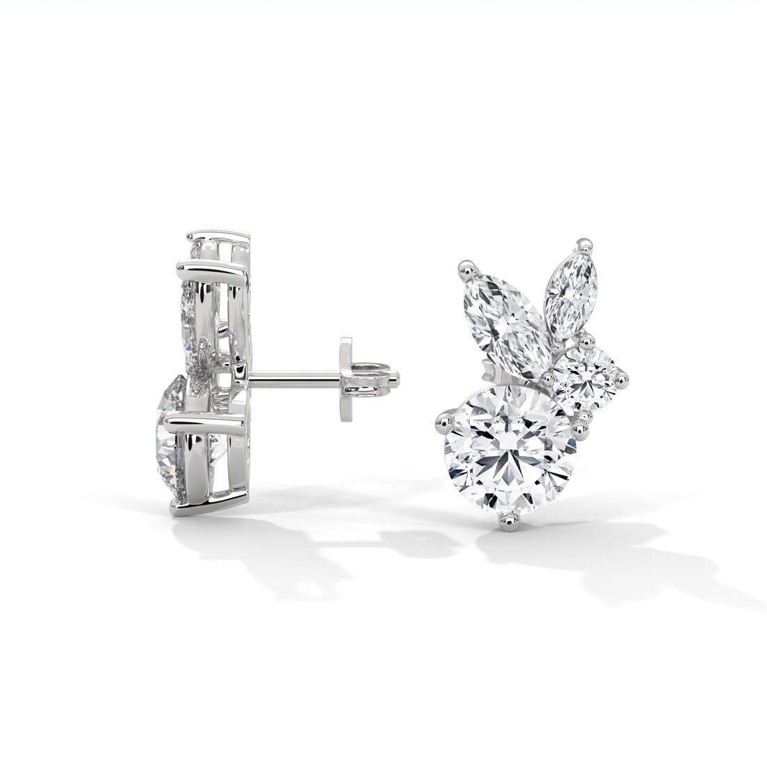 Rabbit- inspired Diamond Stud Earrings in 14K Gold | 1.41 CTW