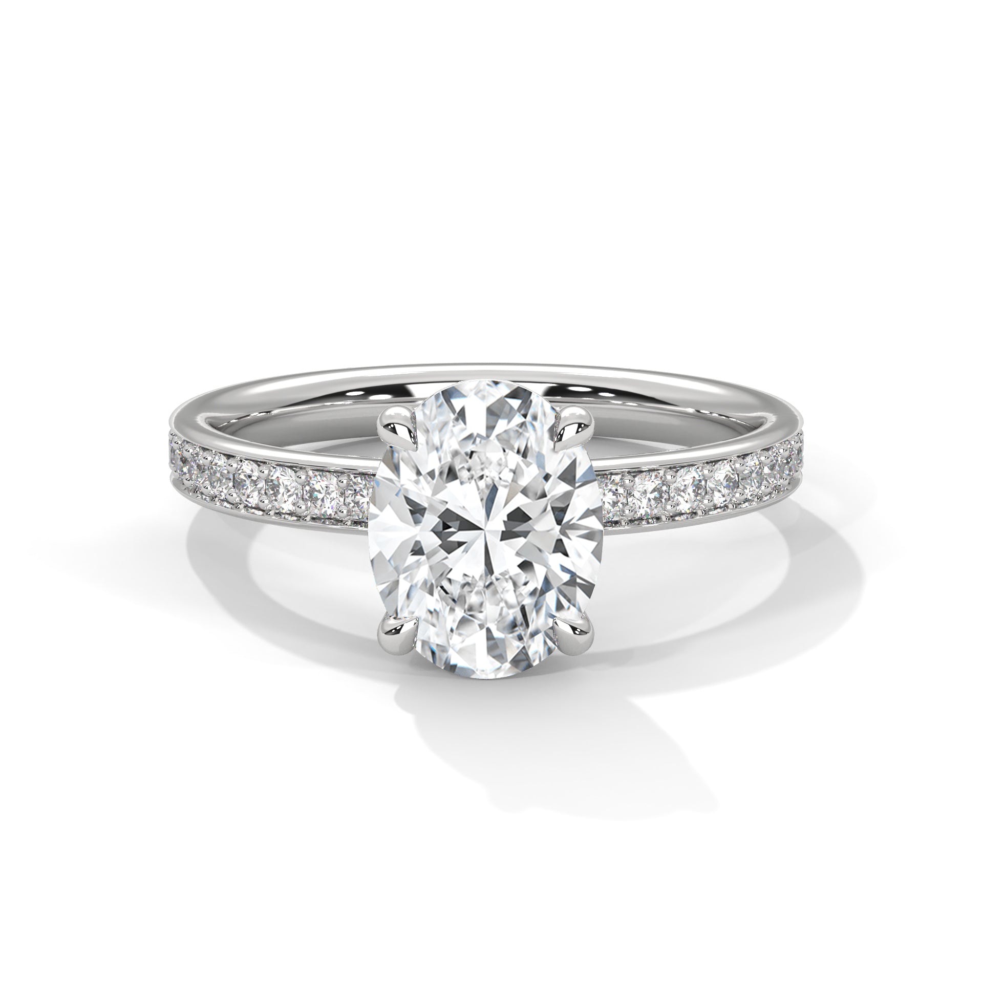 Elegance 1.5 CT Oval-Cut Lab Grown Diamond Pave Ring | 1.96 CTW