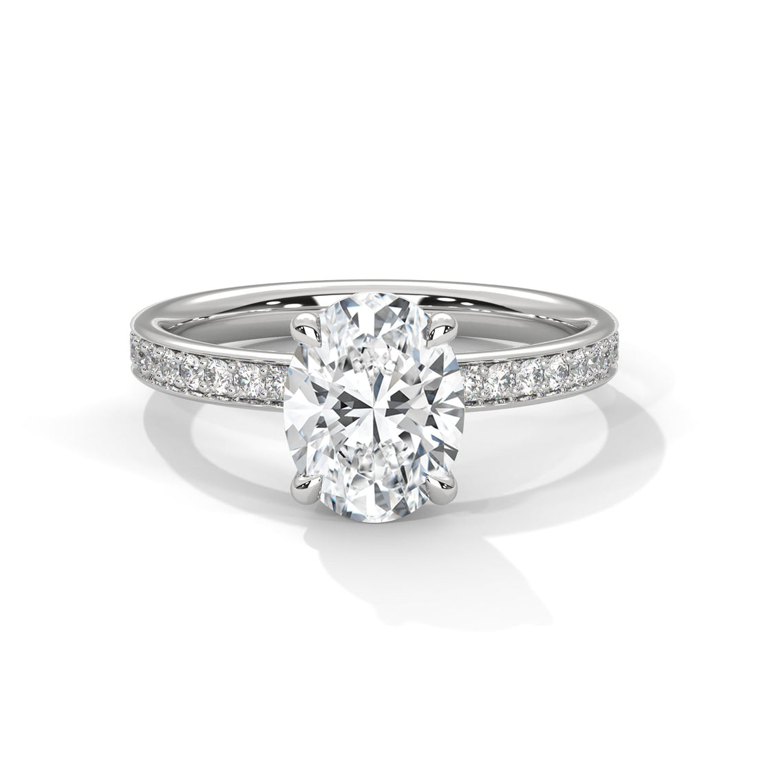 Elegance 1.5 CT Oval-Cut Lab Grown Diamond Pave Ring | 1.96 CTW