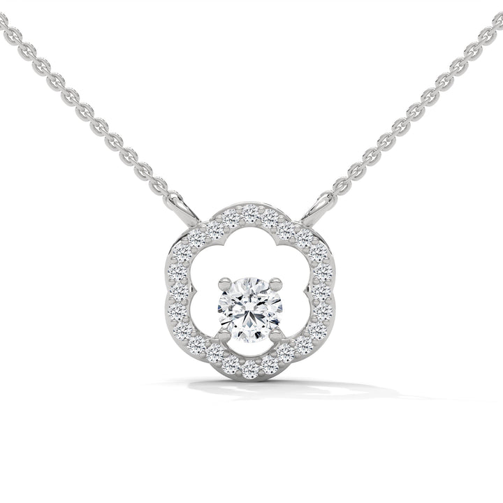 Floral Bloom: 14K Gold Round-Cut Diamond Flower Pendant Necklace | 0.32 CTW