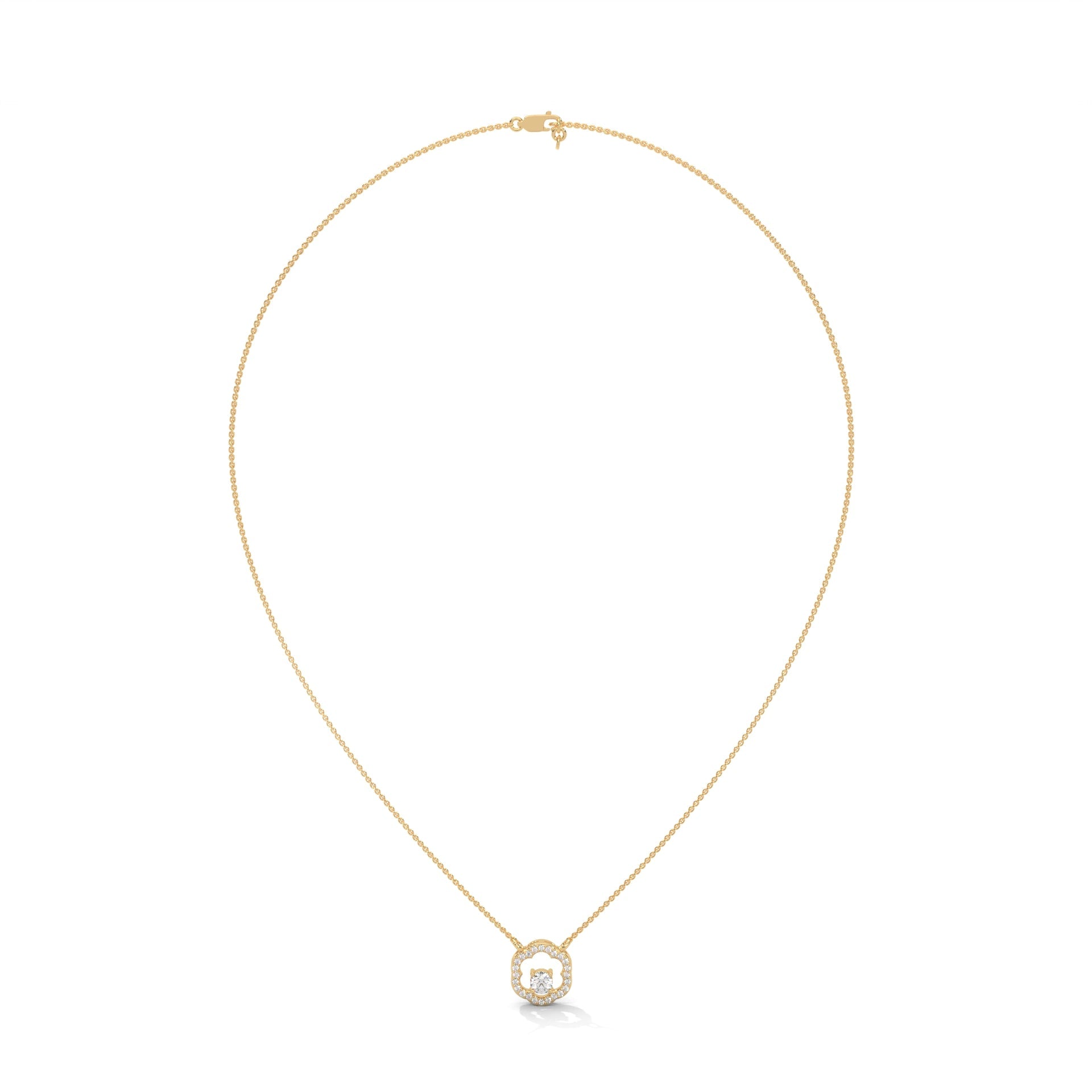 Floral Bloom: 14K Gold Round-Cut Diamond Flower Pendant Necklace | 0.32 CTW