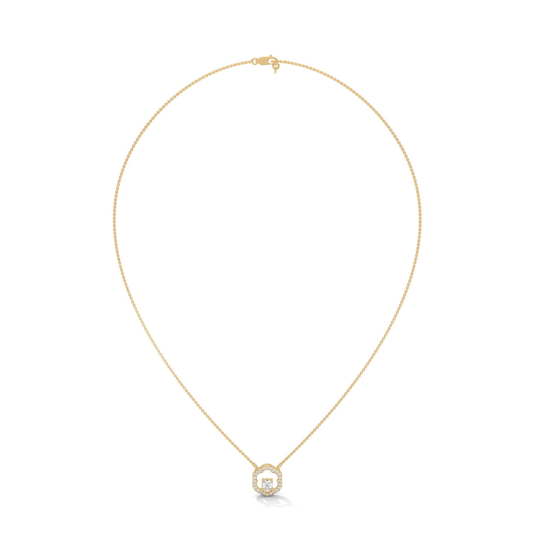 Floral Bloom: 14K Gold Round-Cut Diamond Flower Pendant Necklace | 0.32 CTW