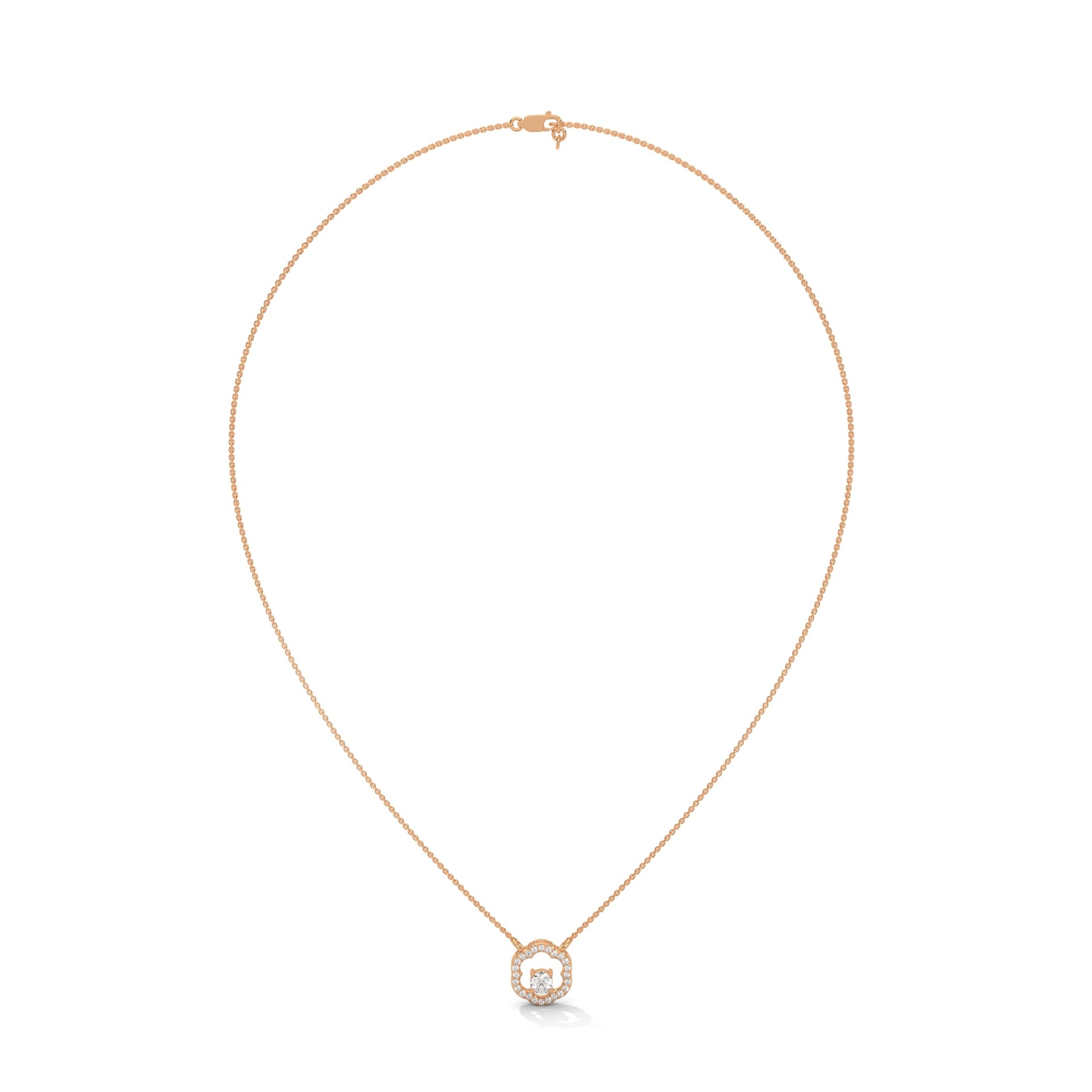 Floral Bloom: 14K Gold Round-Cut Diamond Flower Pendant Necklace | 0.32 CTW