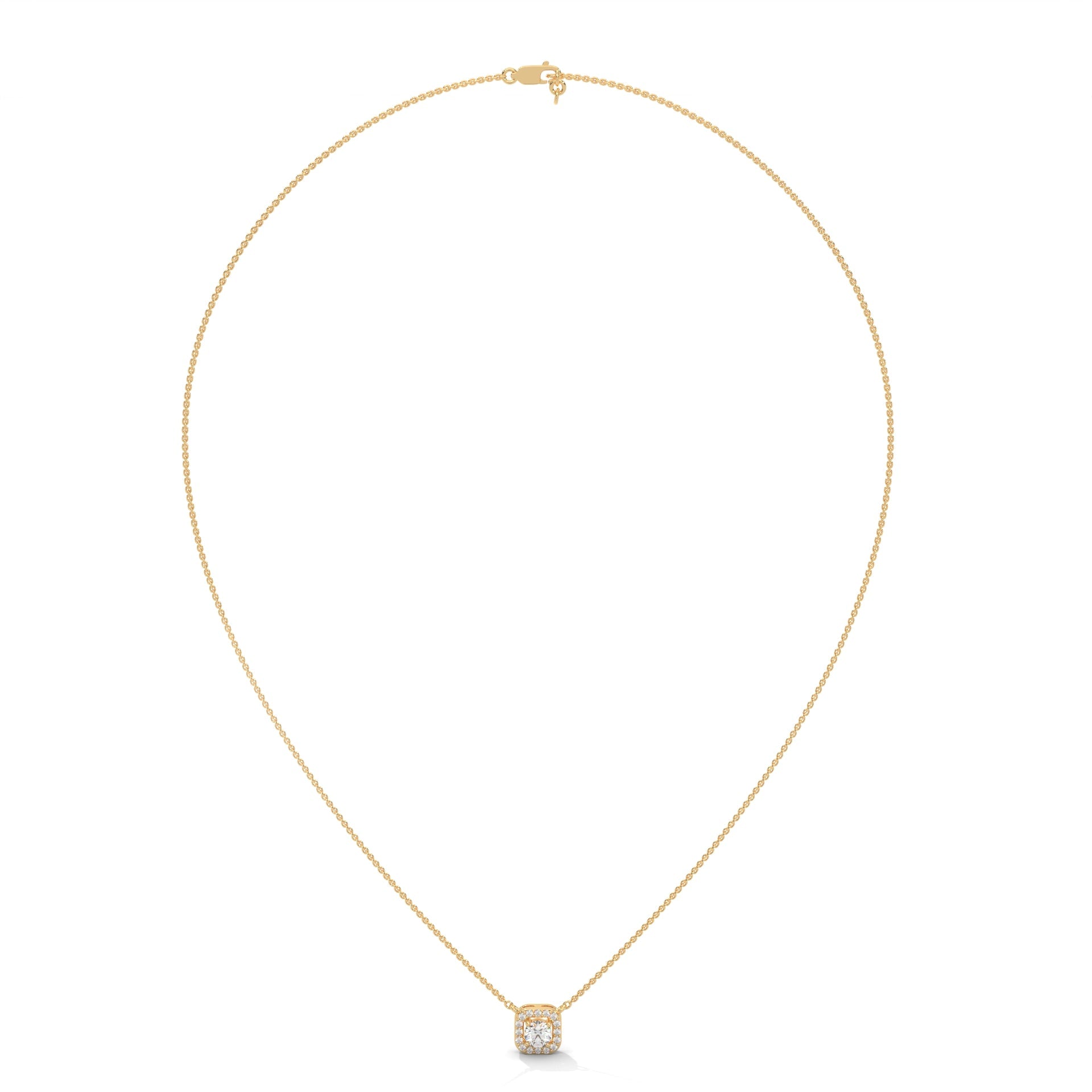 Timeless Halo: 14K Gold Round-Cut Diamond Halo Pendant Necklace | 0.33CTW