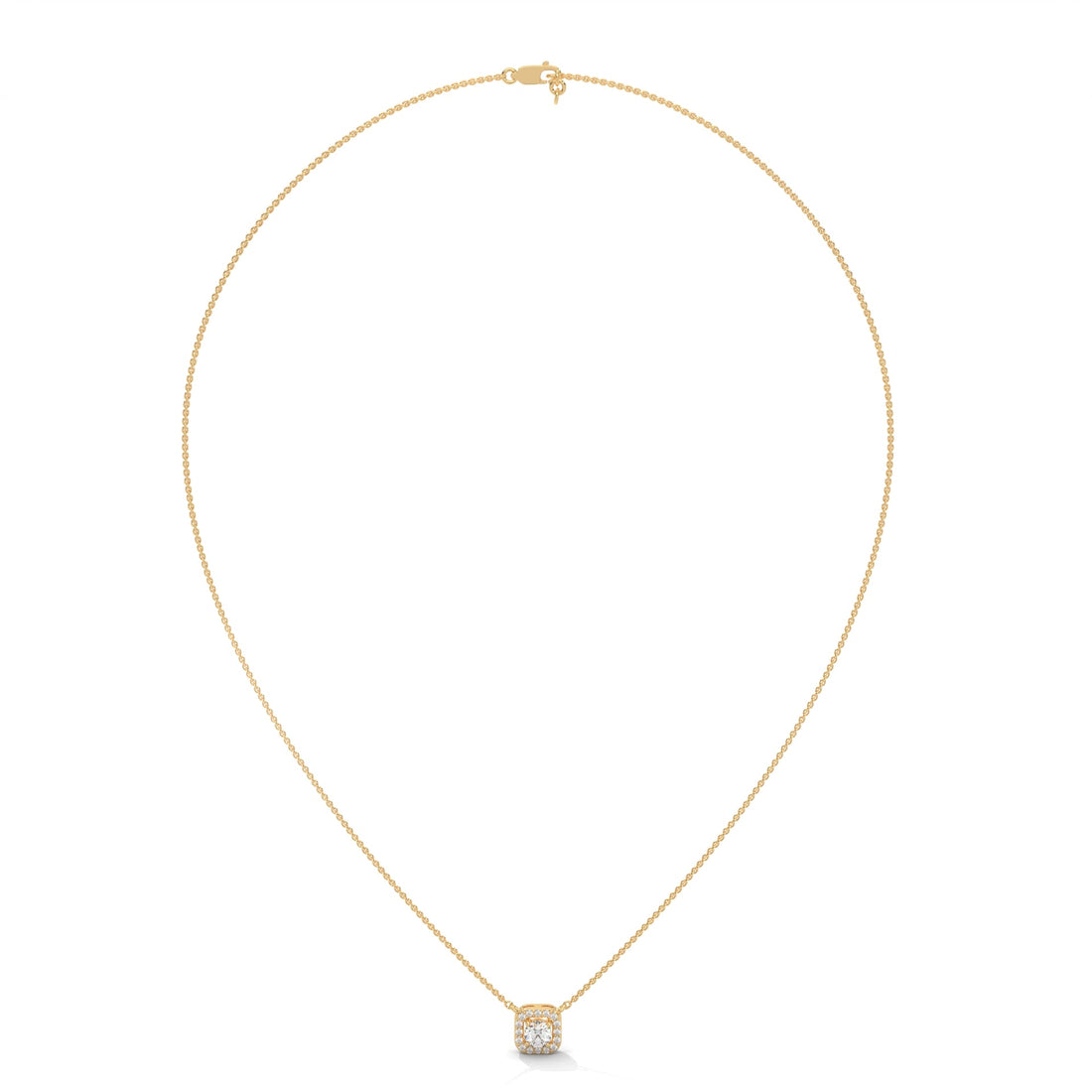Timeless Halo: 14K Gold Round-Cut Diamond Halo Pendant Necklace | 0.33CTW