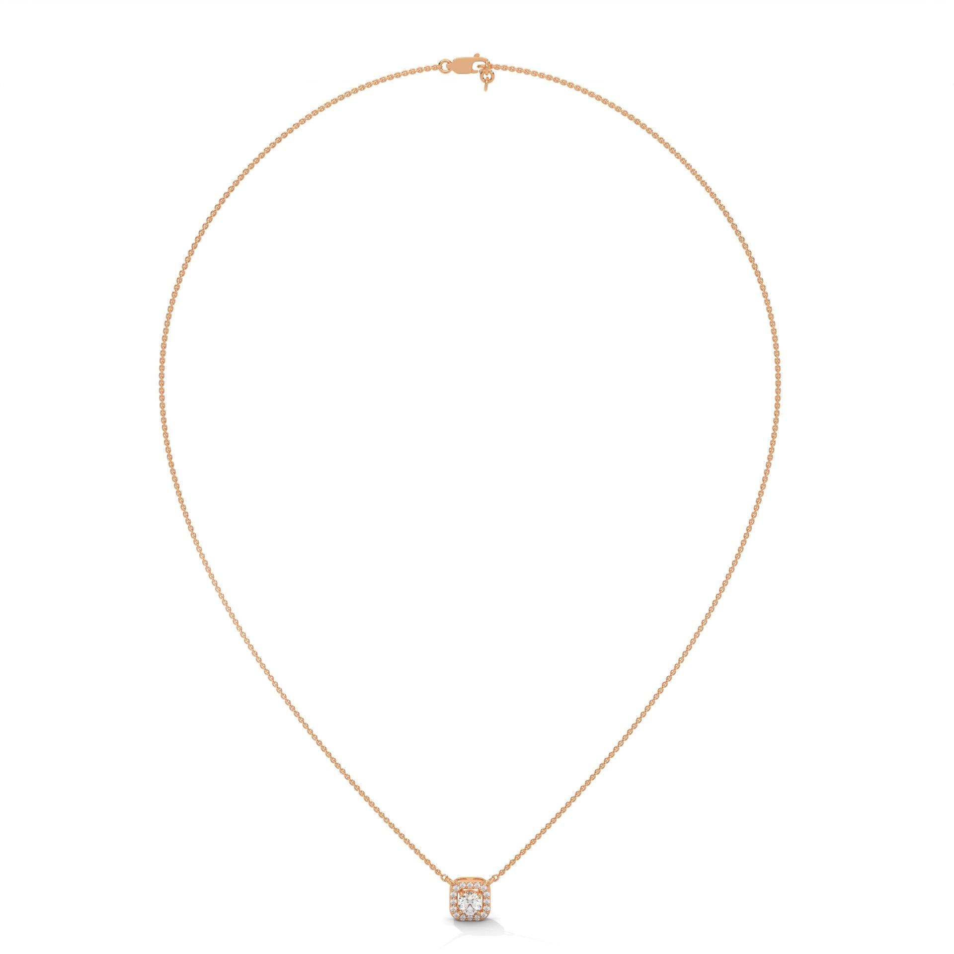 Timeless Halo: 14K Gold Round-Cut Diamond Halo Pendant Necklace | 0.33CTW