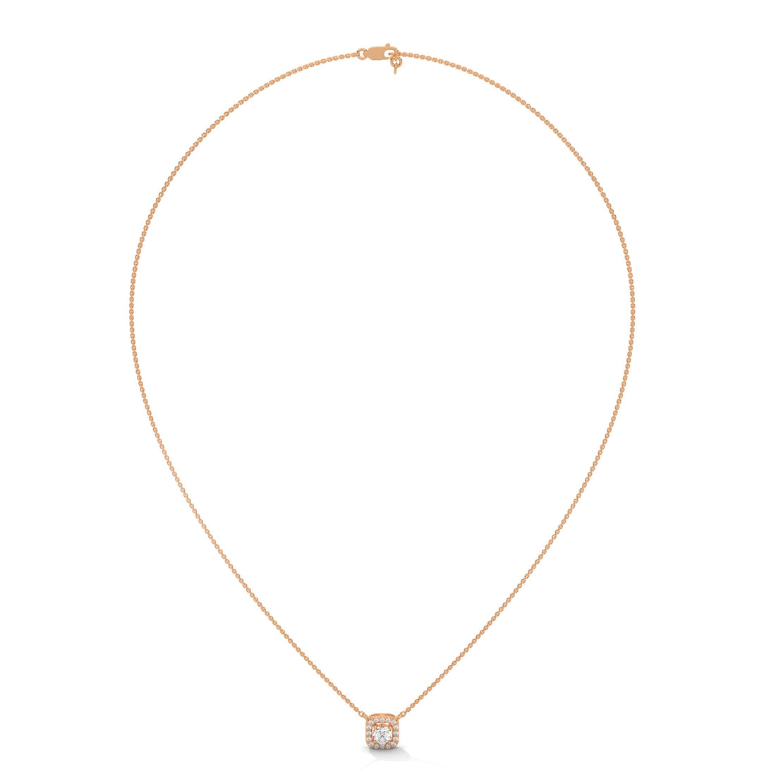 Timeless Halo: 14K Gold Round-Cut Diamond Halo Pendant Necklace | 0.33CTW