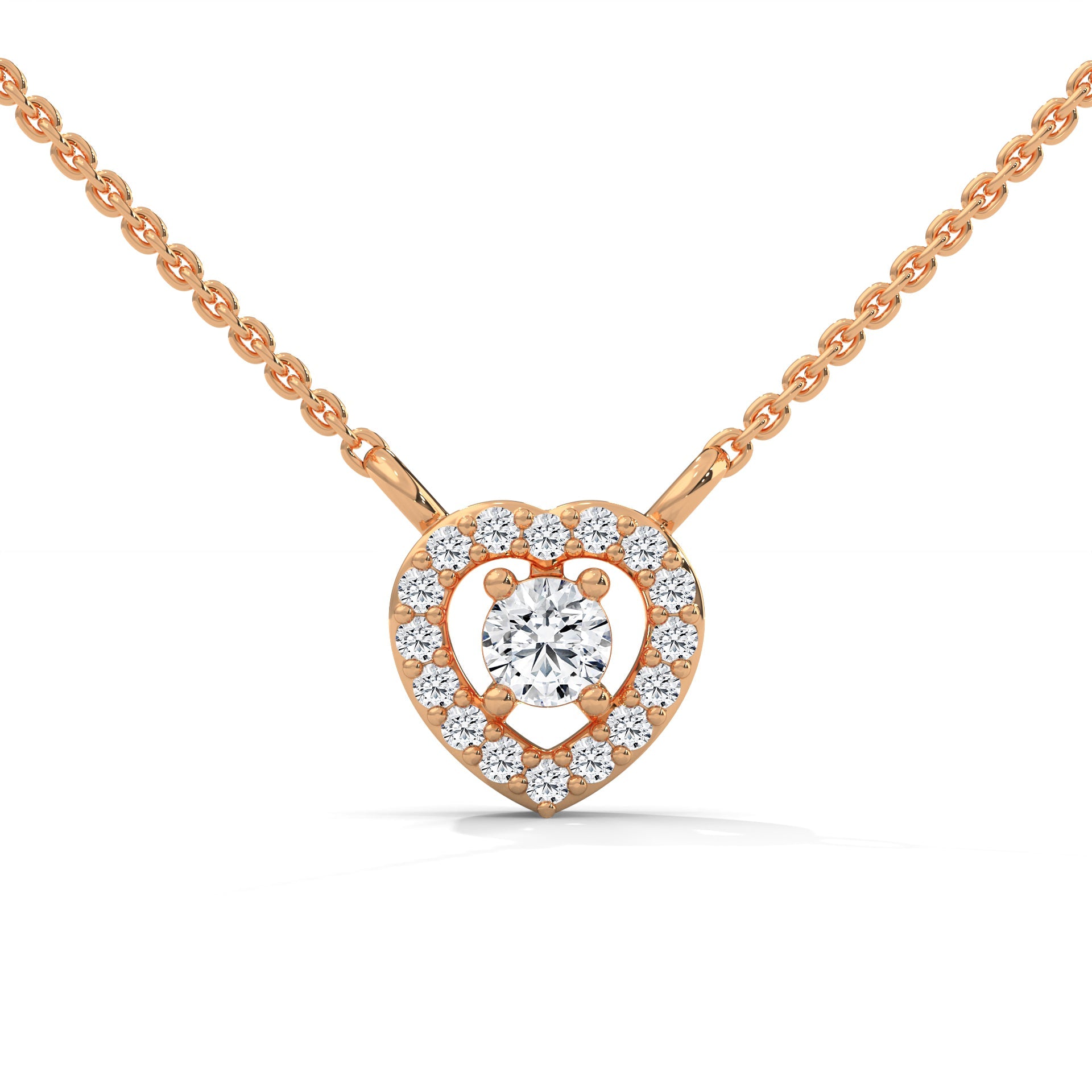 Eternal Love: Gold Diamond Heart Halo Pendant Necklace | 0.19 CTW