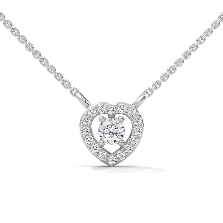 Eternal Love: Gold Diamond Heart Halo Pendant Necklace | 0.19 CTW