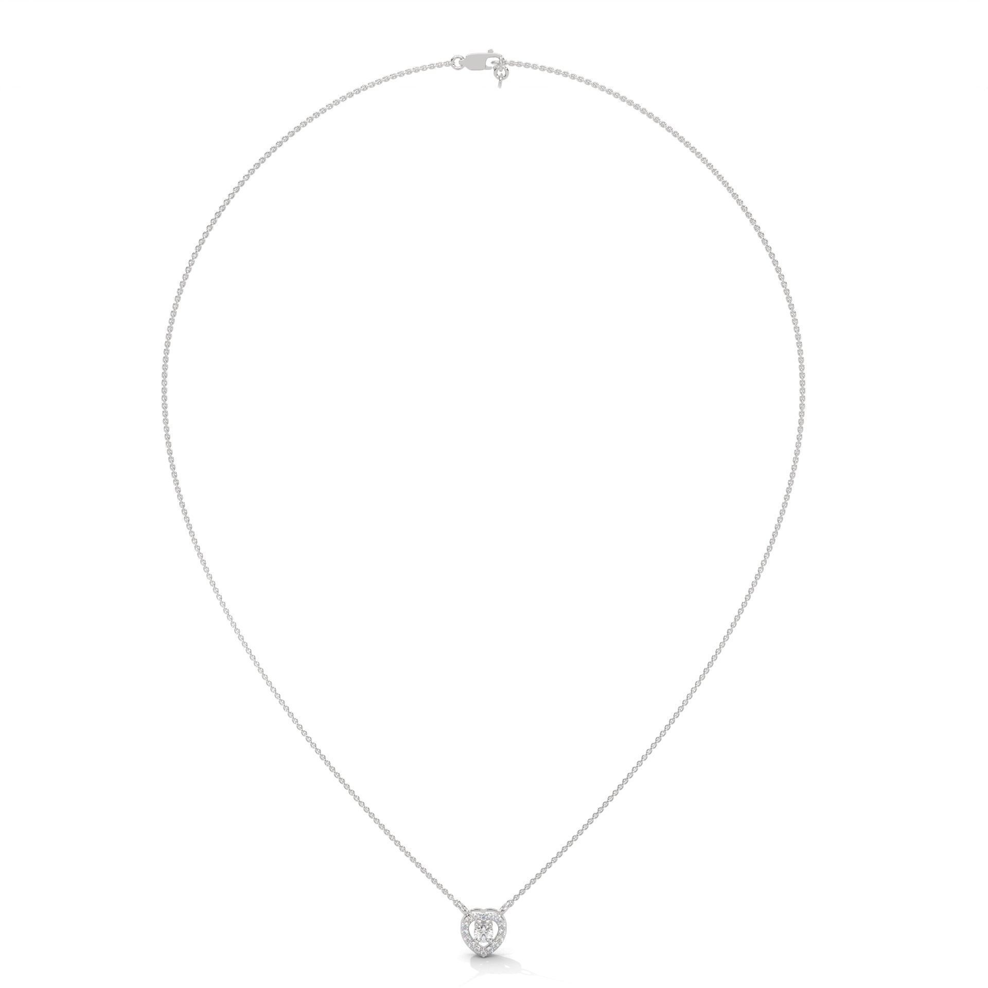Eternal Love: Gold Diamond Heart Halo Pendant Necklace | 0.19 CTW