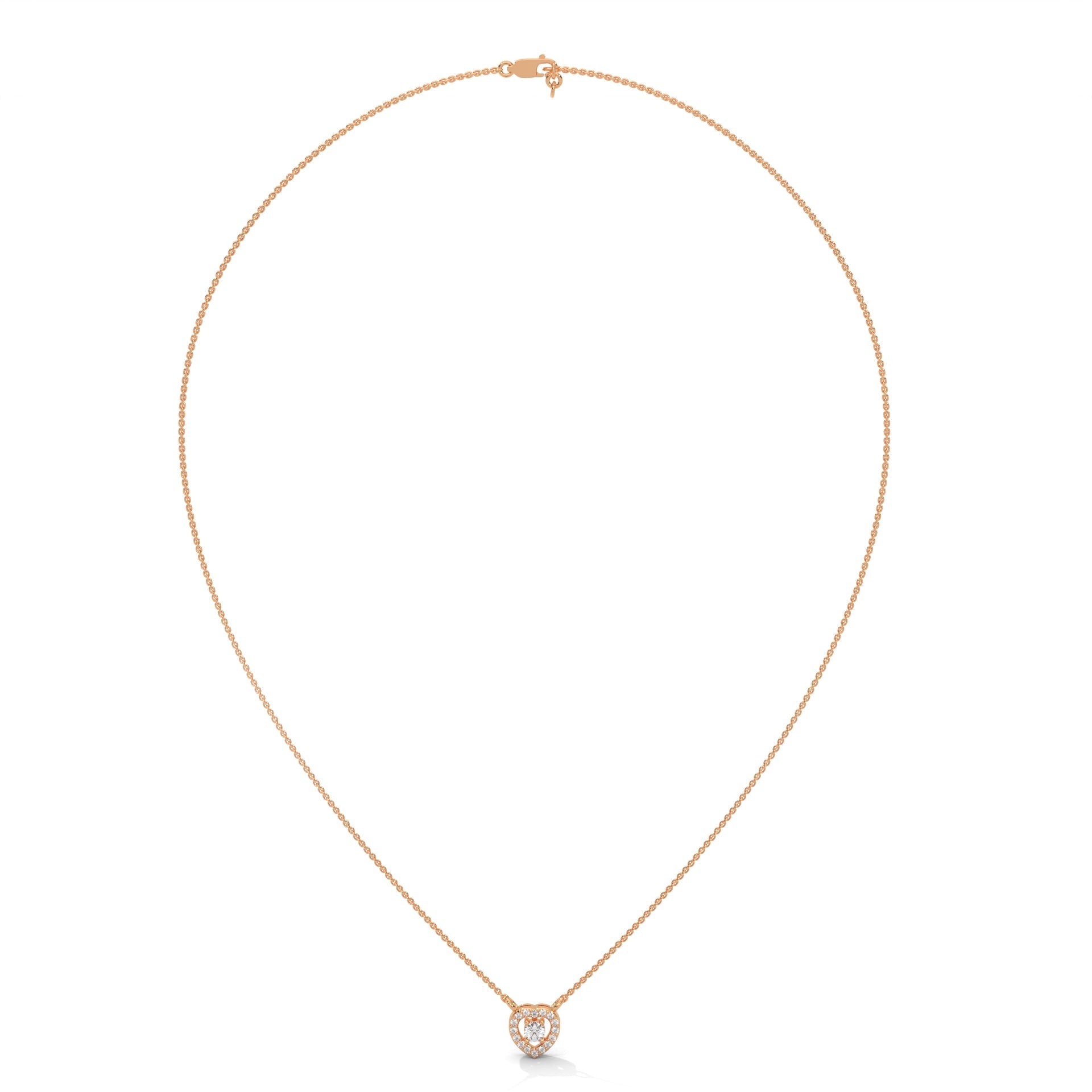 Eternal Love: Gold Diamond Heart Halo Pendant Necklace | 0.19 CTW
