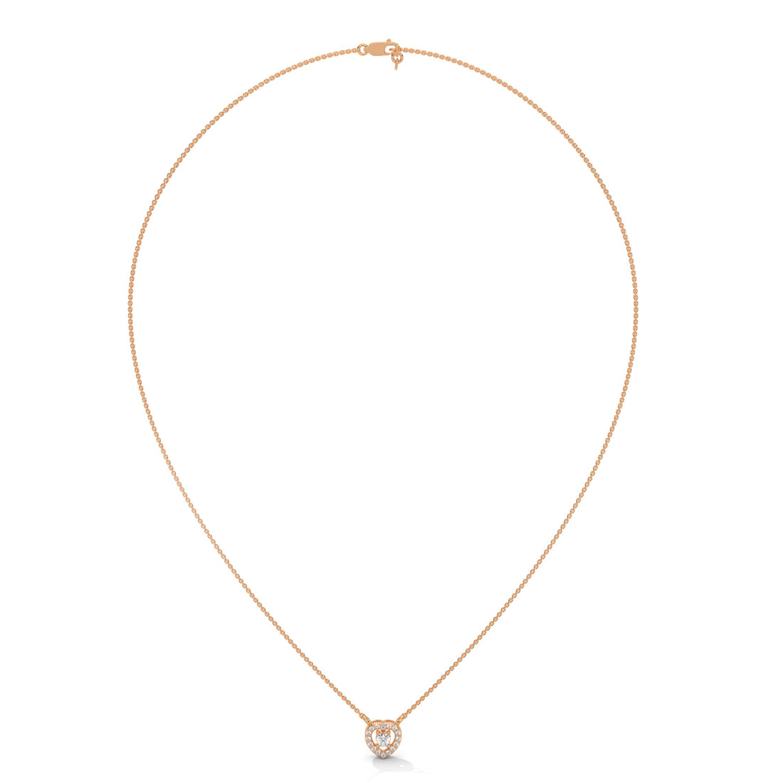 Eternal Love: Gold Diamond Heart Halo Pendant Necklace | 0.19 CTW