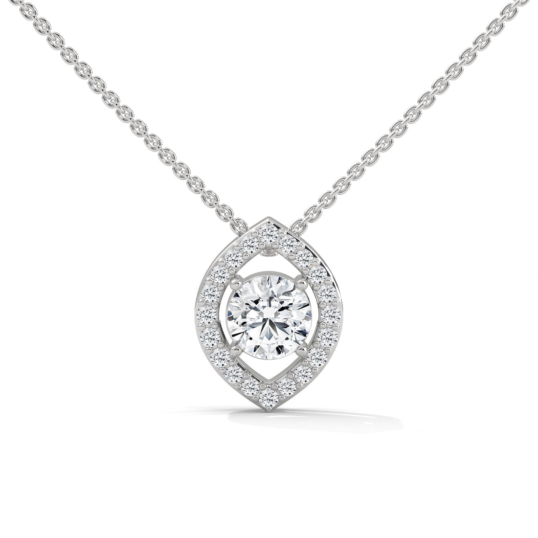 Ethereal Glow: Gold Floating Halo Diamond Pendant Necklace| 0.64 CTW