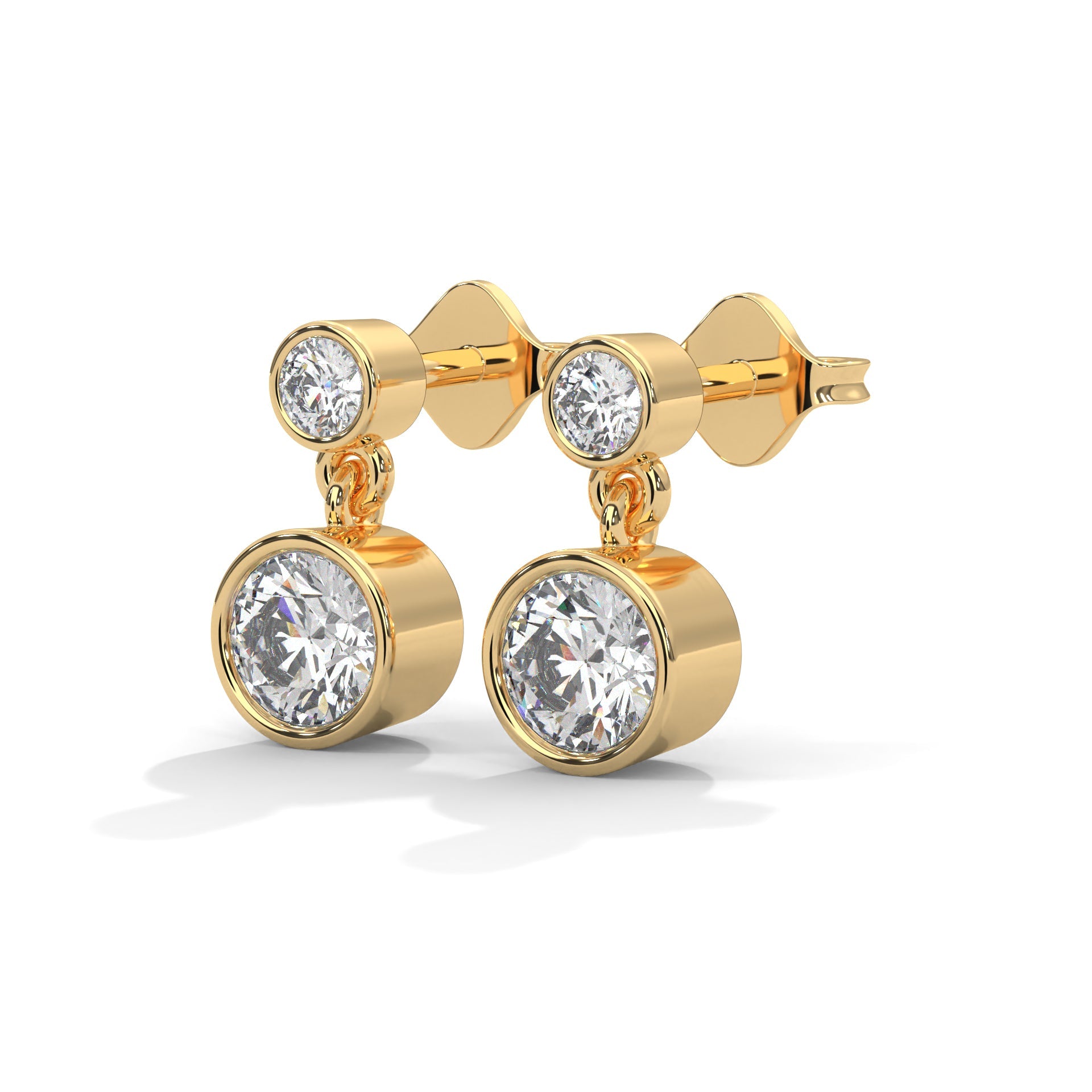 Bezel Set Two-Stone Drop Diamond Earrings with 1.16 ctw Lab Grown Diamond