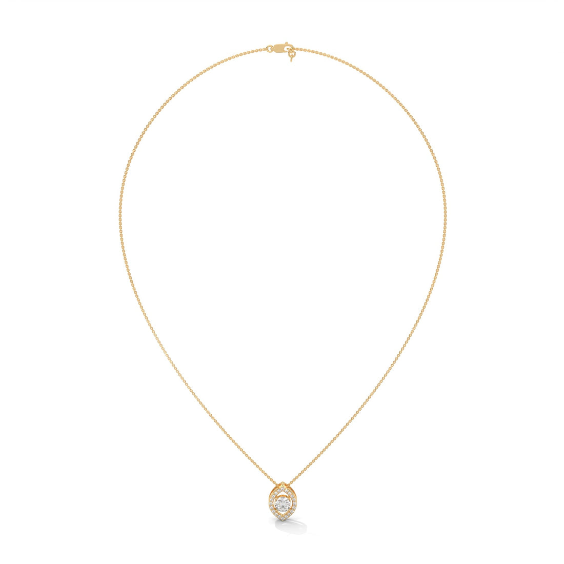 Ethereal Glow: Gold Floating Halo Diamond Pendant Necklace| 0.64 CTW
