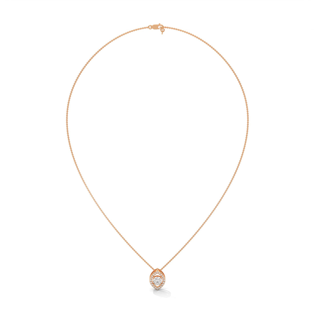 Ethereal Glow: Gold Floating Halo Diamond Pendant Necklace| 0.64 CTW