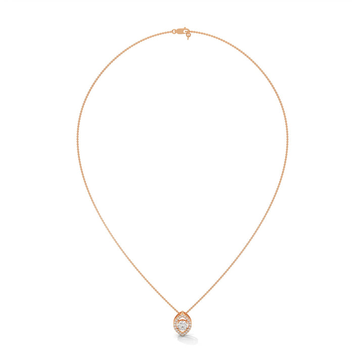 Ethereal Glow: Gold Floating Halo Diamond Pendant Necklace| 0.64 CTW