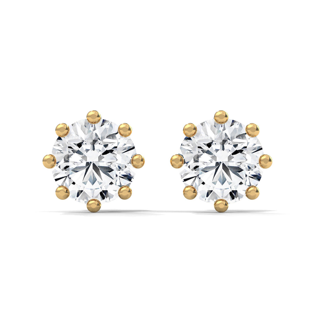 Elegant 8-Prong Round-Cut 14K Gold Stud Earrings| IGI Certified
