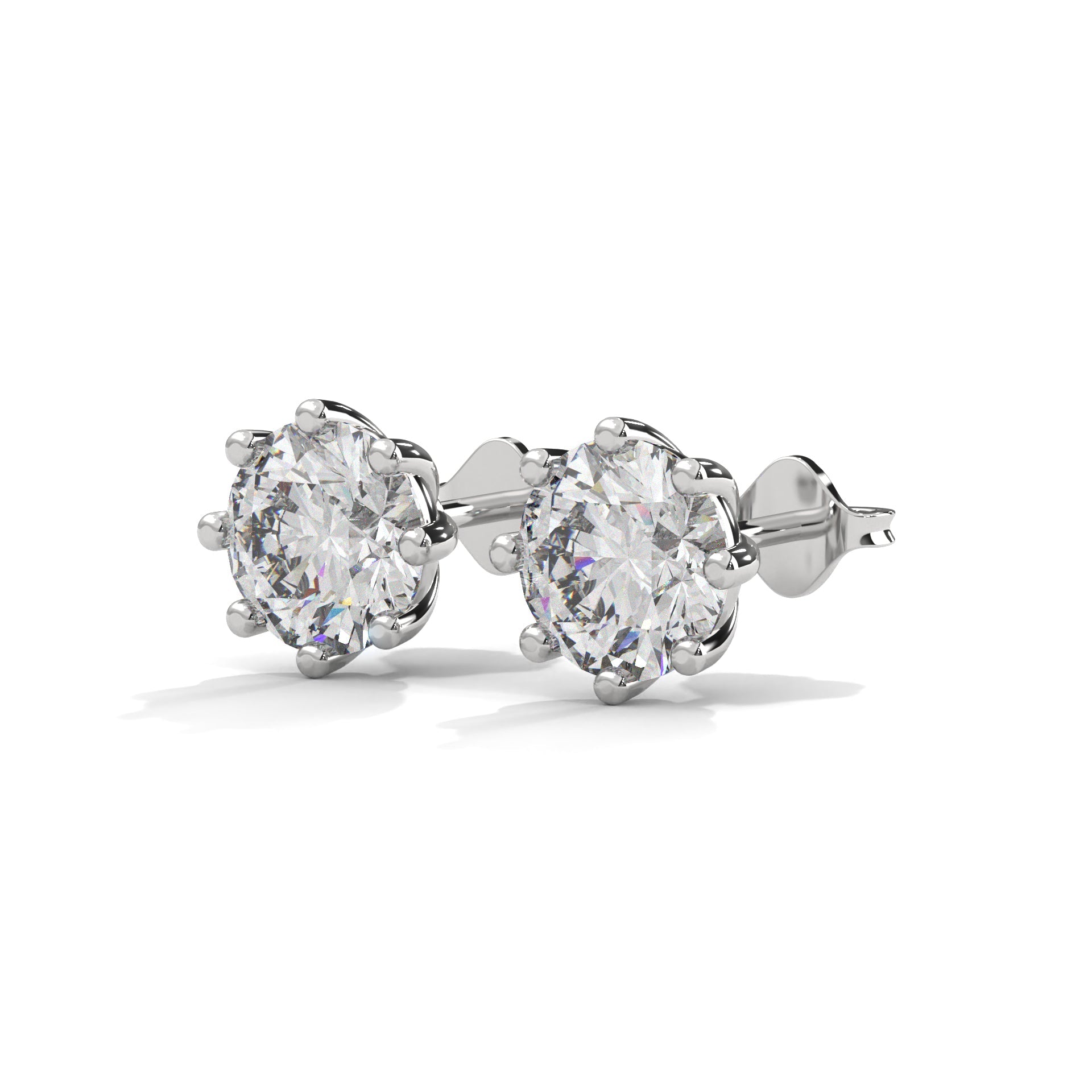 Elegant 8-Prong Round-Cut 14K Gold Stud Earrings| IGI Certified