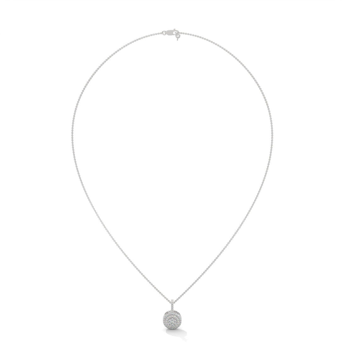 Gold Triple Halo Round Diamond Pendant Necklace | 0.32CTW