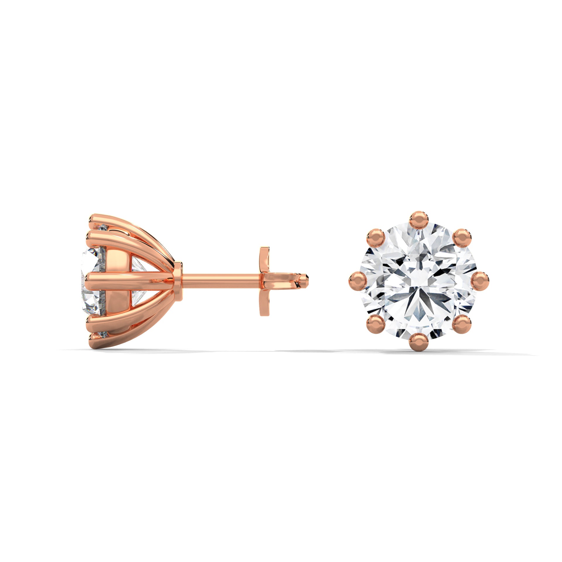 Elegant 8-Prong Round-Cut 14K Gold Stud Earrings| IGI Certified